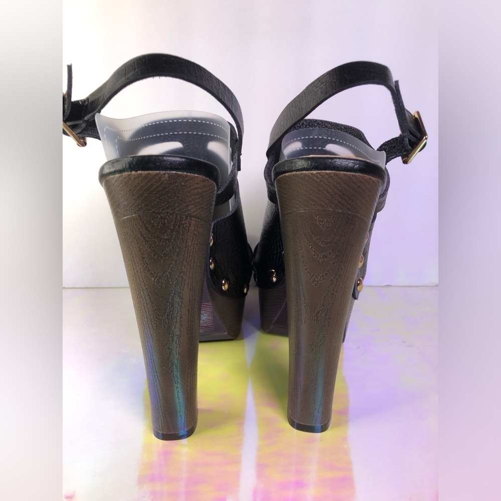 Black Croc-Embossed Platform Heels size 7 NWOT - Picture 10 of 13